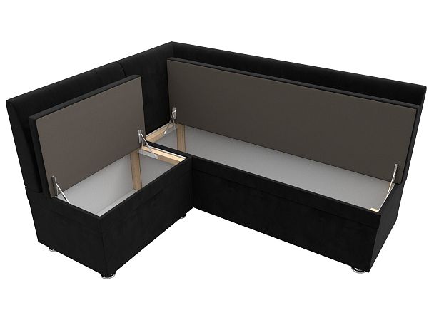 Кухонный угловой диван Уют левый (полностью велюр черный) - Вид 7