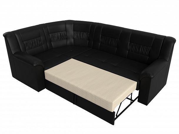 Угловой диван Карелия левый угол (полностью экокожа черная) - Вид 6