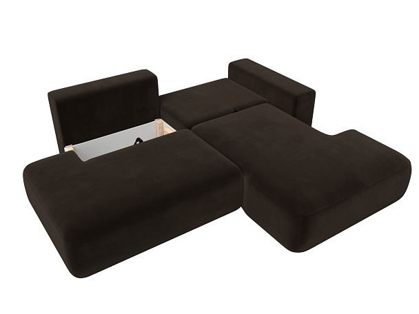 Диван угловой Лига-036 Модерн правый угол Микровельвет коричневый - Вид 3