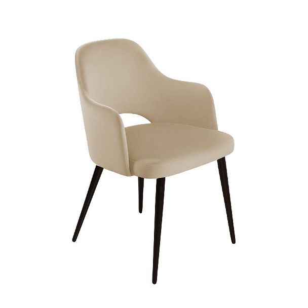 Стул William с подлокотниками, бархат бежевый 5/ черный конус - Вид 1
