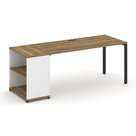 Concept Стол рабочий с опорным стеллажом CN.SP-204 Сандал Янтарный/Белый Бриллиант/Металл Черный 2000*720*750 - Фото предпросмотра