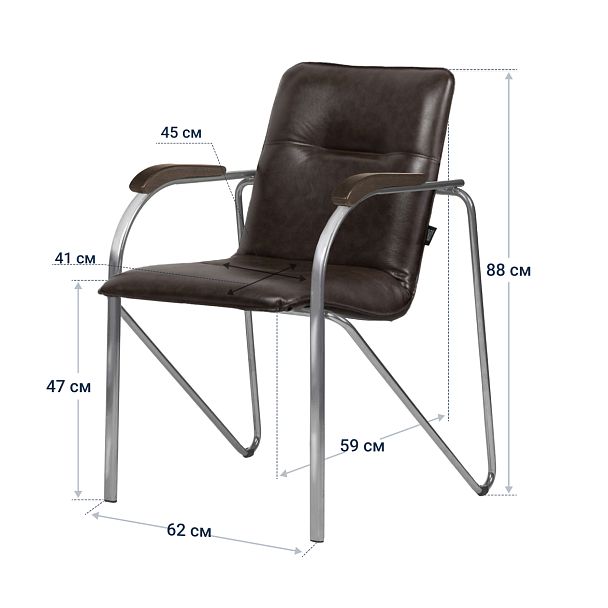 Стул офисный Самба-2, экокожа Space Dark Brown, каркас хром - Вид 5