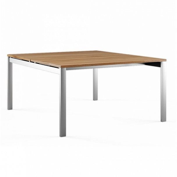 Рабочая станция на 2 стола зеркальная Tess Metal 140x164x75 орех - Вид 1