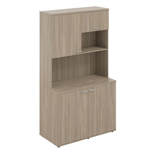 Офисная мини-кухня, 1200х600х2135 / корпус: дуб темный, фасады: дуб темный Сигма / Sigma - Вид 1