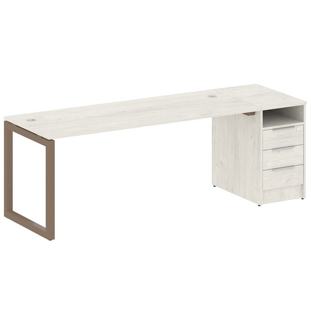 Metal System Quattro Р. ст. с тумбой на О-образном м/к 50БО.РС-СТП-1.5 Дуб наварра/Мокко металл 2212*720*750 - Вид 1