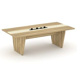 Корнер Стол переговорный COR.PRG-24.E-1 Гикори Песочный/Ваниль 2400*1200*750 - Фото предпросмотра