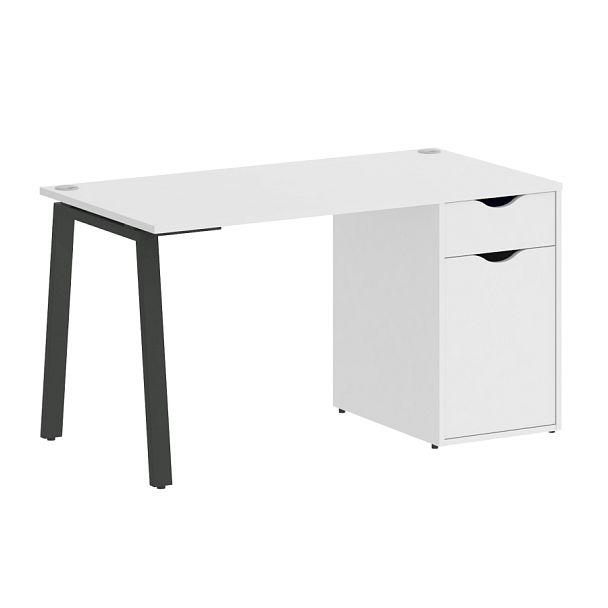 Home Office Стол письменный VR.SP-3-138.1.A Белый бриллиант/Антрацит металл 1380*720*750 - Вид 1
