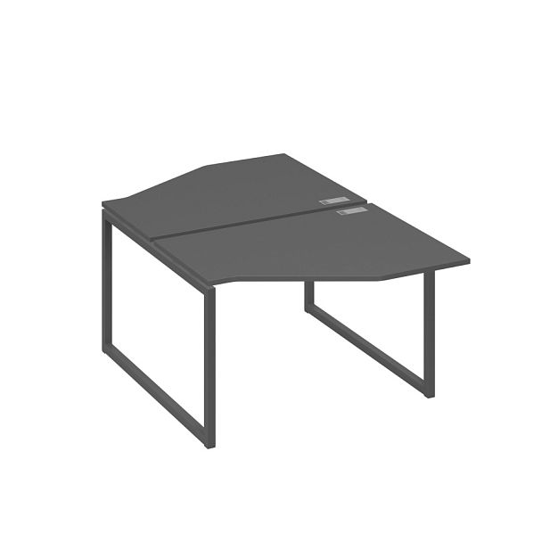 Станция каркас QUATTRO столы (2х120) эргономичные Техно A4 А4 Б4 186 БП антрацит премиум / металлокаркас антрацит - Вид 1