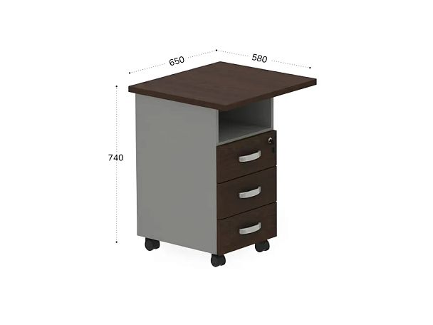 БЕРЛИН / BERLIN Тумба приставная левая 650х580х740 Венге/Серый - Вид 2