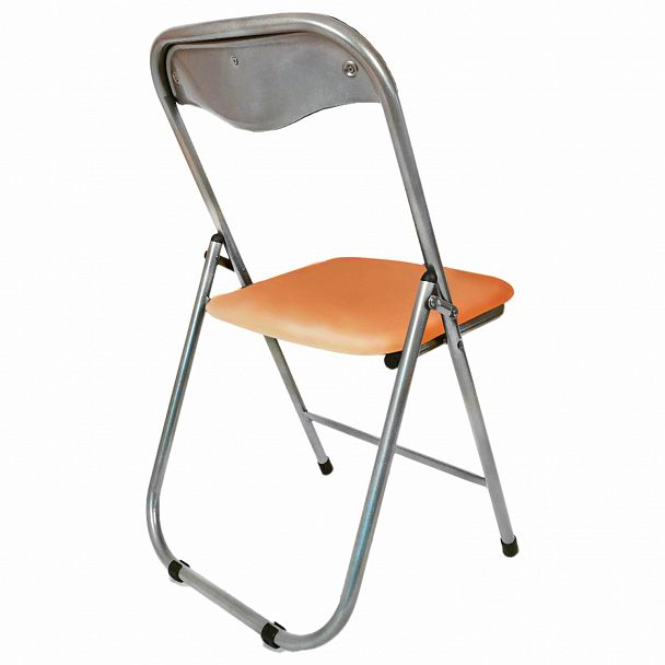 Стул складной для дома и офиса РС04, серебристый каркас, кожзам песочный - Вид 3