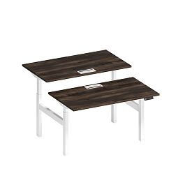 Рабочая станция на электроприводе с заглушками Elevo А2 БГ 102 ДР дуб ристретто/ белый гладкий - Фото предпросмотра