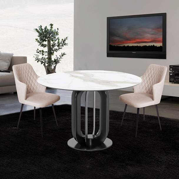 Стол круглый Castro 120, керамика матовая, белая - Вид 3