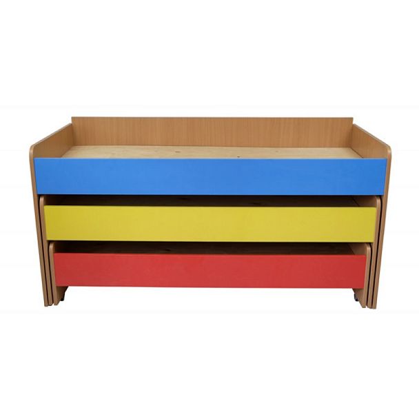 Кровать детская 3-ярусная выкатная с тумбой ( цветной фасад) настил фанера - Вид 17