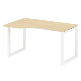Metal System Quattro Стол криволинейный левый на О-образном м/к 50БО.СА-2 (L) Акация/Белый металл 1400*900*750 - Фото предпросмотра