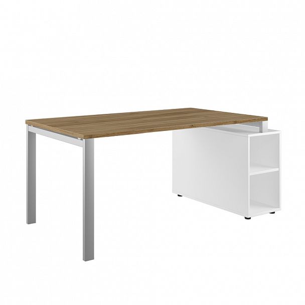 Стол руководителя на опорной тумбе. Левый Tess 160x90x75 орех - Вид 1