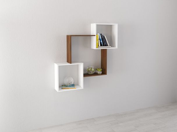 Полка навесная ПН-2 (1050х1050х180) орех донской/белый - Вид 1