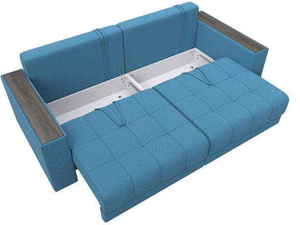 Диван прямой с декором Лига-049 НПБ Рогожка голубой - Вид 8