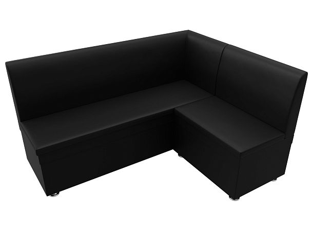 Кухонный угловой диван Уют правый (полностью экокожа черная) - Вид 5