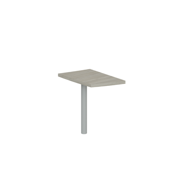 Приставка боковая Wing малая 500х856х750, правая / цвет: дуб светлый, опора табулярная серебрянный металлик - Вид 1