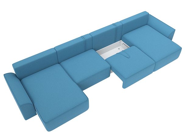 Диван п-образный Лига-048 НПБ лонг Рогожка голубой - Вид 7