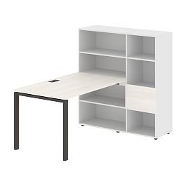 Стол-стеллаж EURST 1213 Ясень Траун/Мокко/Белый 1790х1250х1355 EDIS - Фото предпросмотра