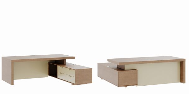 Стол письменный с тумбой большой Concept 220x204x76 дуб капучино - Вид 1