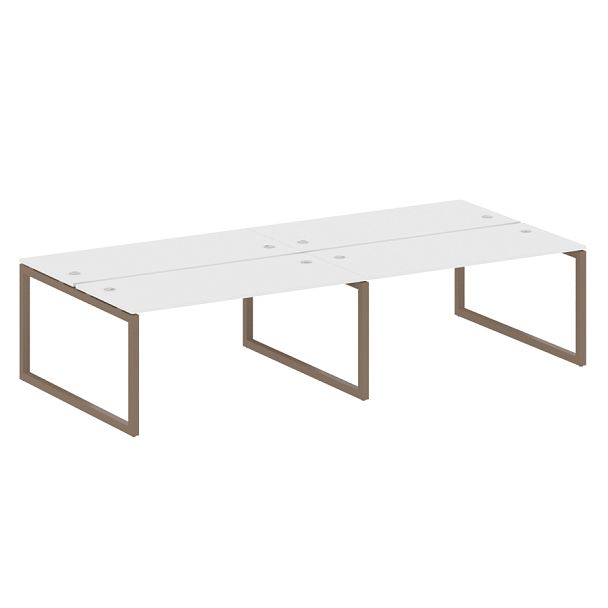 Metal System Quattro Р. ст. на 4 раб. места на О-образном м/к 50БО.СМ-4.4 Белый/Мокко металл 3200*1475*750 - Вид 1