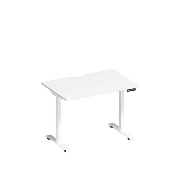 Стол письменный на электроприводе с вырезом Elevo А2 БГ 001.2 БП белый премиум / белый гладкий - Вид 1