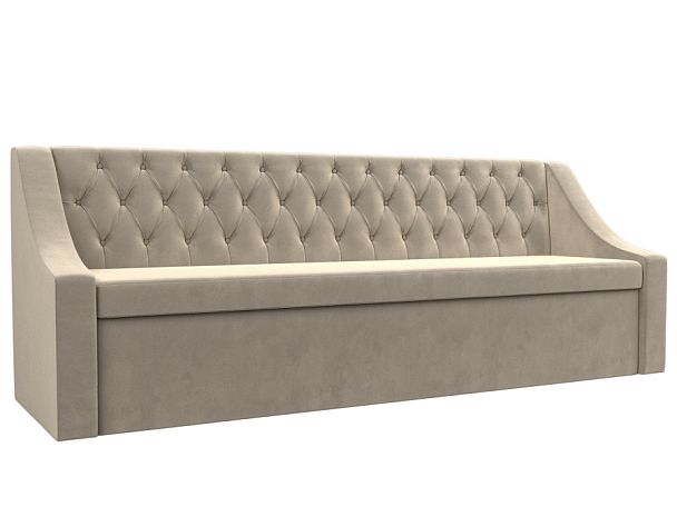 Кухонный прямой диван Мерлин (полностью микровельвет бежевый) - Вид 1