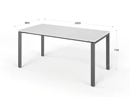 UNITY РМС8-16 БЕЛЫЙ Стол на металлокаркасе прямой 1600х800х750 - Фото предпросмотра