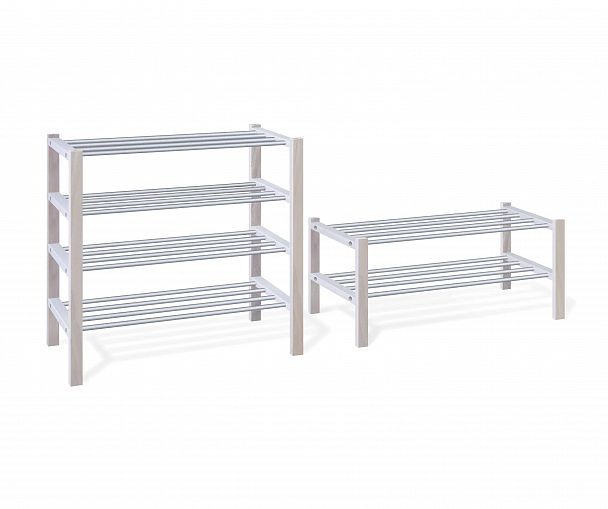 Полка для обуви Sheffilton Альберо SHT-SR9 беленый/алюм.металлик - Вид 6