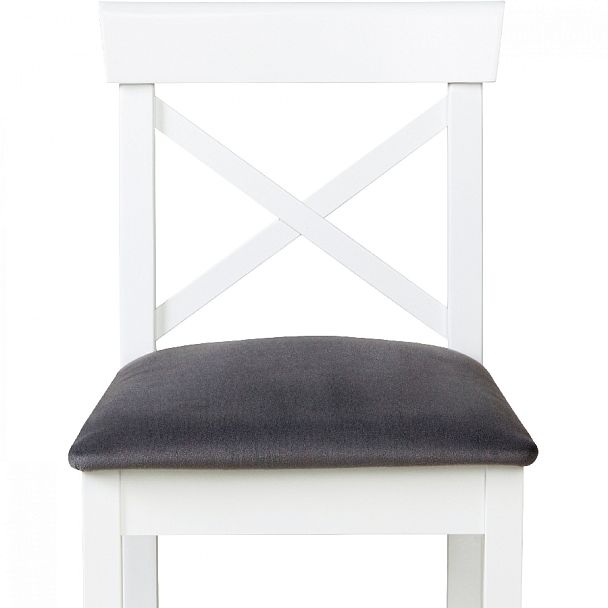 Комплект деревянных полубарных стульев с мягким сиденьем Бергольф Белый/Серый велюр, 3 шт. - Вид 7