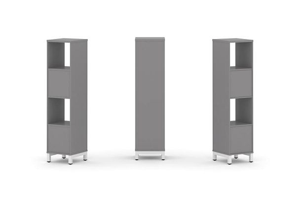 Стайл Проджект Набор стеллажа одностороннего, 4 яруса SN.NS-411 Серый Пепел/Металл Белый 387*400*161 - Вид 1