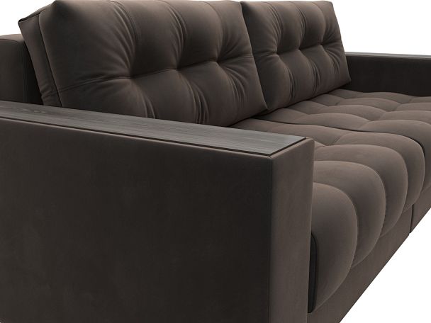 Диван прямой с декором Лига-049 НПБ Велюр коричневый - Вид 4