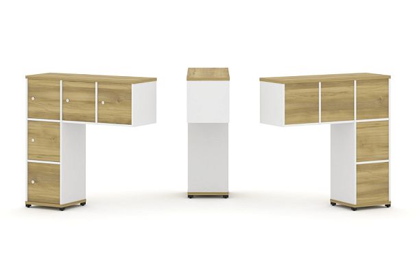 Concept Надставка низкая CN.ONN-007 Дуб Винченцо/Белый Бриллиант/Металл Черный 1099*365*1130 - Вид 1