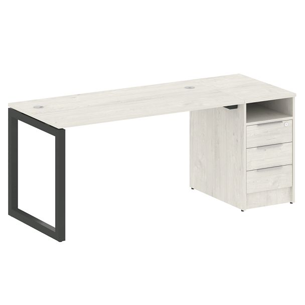 Metal System Quattro Р. ст. с тумбой на О-образном м/к 50БО.РС-СТП-1.3 Дуб наварра/Антрацит металл 1812*720*750 - Вид 1