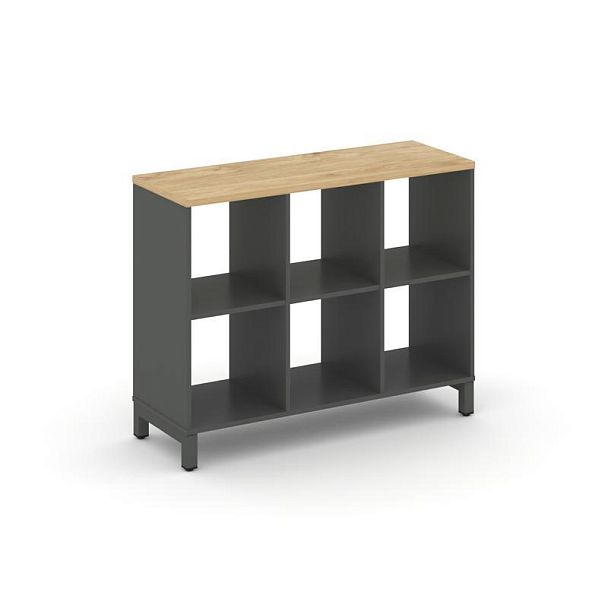 Style Project Каркас стеллажа 2 яр. SN.KS-230 Антрацит/Тиквуд Светлый/Металл Антрацит 1121*400*881 - Вид 1