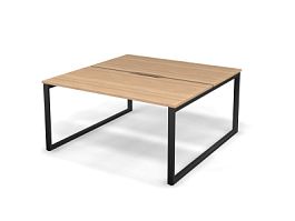 MATRIX 121S202-О Стол прямой двойной, пров. вырезной (O-опоры) 1580х1590х775 Швейц-й вяз/Темно-серый - Фото предпросмотра