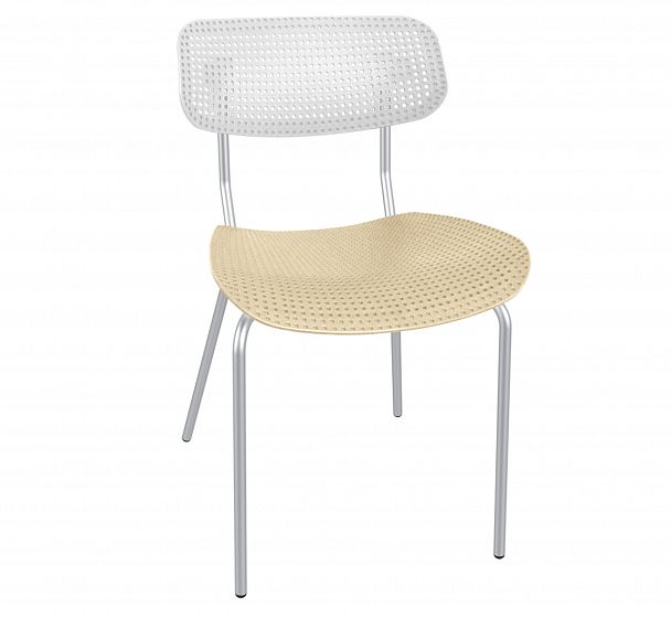 Стул офисный Sheffilton SHT-S85М белый/бежевый/хром лак, стопируемый - Вид 1