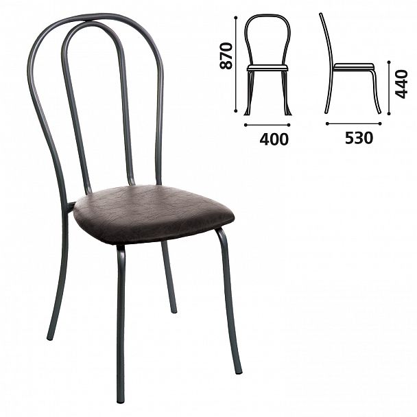 Стул для столовых, кафе, дома "Вереск", черный каркас, кожзам черный, СМ7/6-05 К-01 - Вид 2