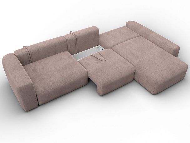 Диван угловой Лига-066 НПБ Лонг угол правый Велюр бежевый - Вид 9
