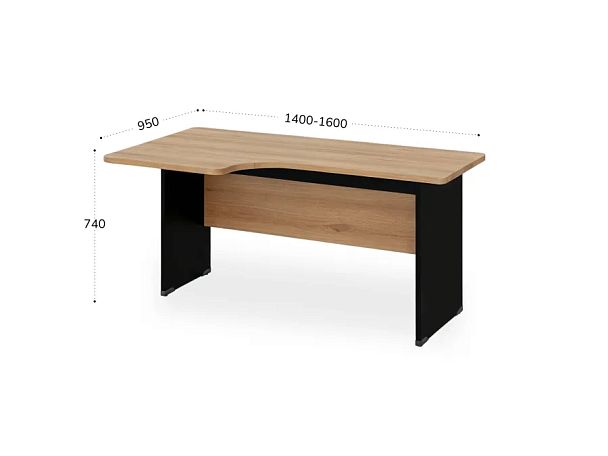БЕРЛИН / BERLIN Угловое рабочее место левое 1600х950х740 Акация/Черный - Вид 2
