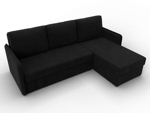 Диван угловой Слим угол универсальный Микровельвет черный - Вид 6