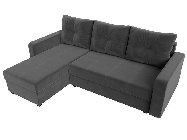 Диван угловой Ливерпуль Лайт левый угол Велюр серый - Вид 5