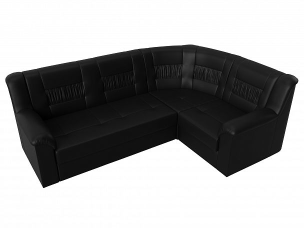 Угловой диван Карелия правый (полностью экокожа черная) - Вид 5