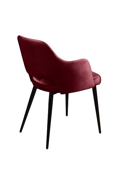 Стул William с подлокотниками, бархат винно-красный 16/ черный конус - Вид 4