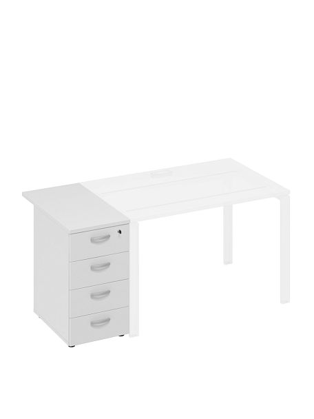 Тумба приставная 4-х ящичная с замком A4 А4 9222 БП белый премиум - Вид 1