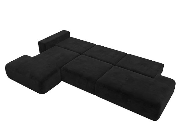 Диван угловой Лига-036 Модерн Лонг левый угол Велюр черный - Вид 10