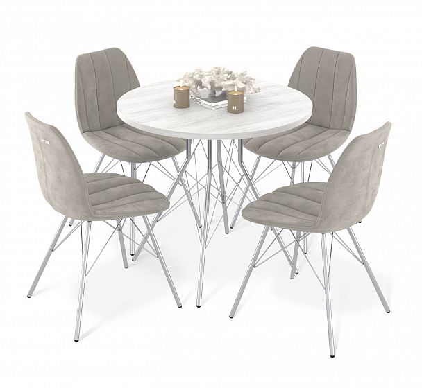 Обеденная группа Sheffilton SHT-DS235 сосна касцина/лунный камень/хром/лак - Вид 2