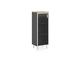 БЕРЛИН / BERLIN Стеллаж закрытый витрина стекло в раме левый 450х430х1290 Акация/Черный - Фото предпросмотра